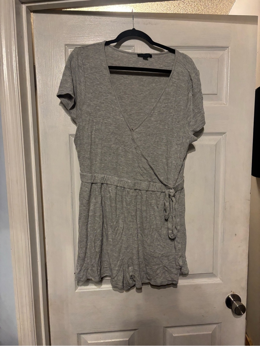 American Eagle Outfitters Gray Wrap Romper